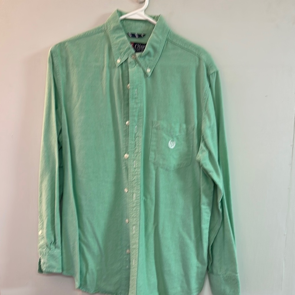Chaps Green Casual Button Down Shirt